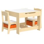 Table enfant avec 2 chaises naturelles 62x62x48cm
