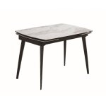 Table extensible 120 � 179 cm c�ramique blanc marbr�