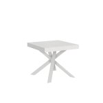 Table extensible 90x90 / 194 cm effet bois frêne blanc Table extensible 90x90 / 194 cm effet bois frêne blanc