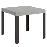 Table extensible effet béton gris 90x90 / 246 cm Table extensible effet béton gris 90x90 / 246 cm
