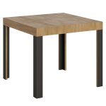 Table extensible effet bois chêne nature 90x90 / 246 cm Table extensible effet bois chêne nature 90x90 / 246 cm