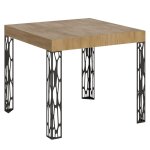Table extensible effet bois chêne nature 90x90 / 246 cm Table extensible effet bois chêne nature 90x90 / 246 cm