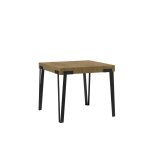 Table extensible effet bois chêne nature 90x90 / 246 cm Table extensible effet bois chêne nature 90x90 / 246 cm