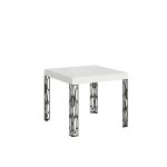 Table extensible effet bois frêne blanc 90x90 / 246 cm Table extensible effet bois frêne blanc 90x90 / 246 cm
