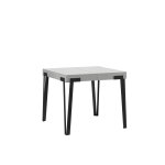 Table extensible effet bois frêne blanc 90x90 / 246 cm Table extensible effet bois frêne blanc 90x90 / 246 cm