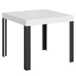 Table extensible effet bois frêne blanc 90x90 / 246 cm Table extensible effet bois frêne blanc 90x90 / 246 cm
