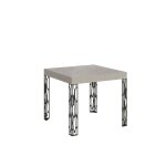 Table extensible effet bois gris cachemire 90x90 / 246 cm Table extensible effet bois gris cachemire 90x90 / 246 cm
