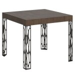 Table extensible effet bois noyer 90x90 / 246 cm Table extensible effet bois noyer 90x90 / 246 cm