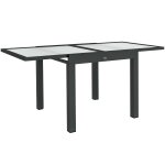 Table extensible de jardin 8 pers. mtal anthracite verre transparent