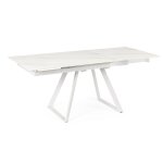 Table extensible avec plateau en gr�s blanc 120 / 180x90