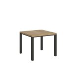 Table extensible portefeuille effet bois chêne nature 90x90 / 180 cm Table extensible portefeuille effet bois chêne nature 90x90 / 180 cm