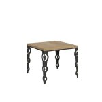 Table extensible portefeuille effet bois chêne nature 90x90 / 180 cm Table extensible portefeuille effet bois chêne nature 90x90 / 180 cm