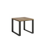 Table extensible portefeuille effet bois chêne nature 90x90 / 180 cm Table extensible portefeuille effet bois chêne nature 90x90 / 180 cm
