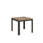 Table extensible portefeuille effet bois chêne nature 90x90 / 180 cm Table extensible portefeuille effet bois chêne nature 90x90 / 180 cm