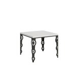 Table extensible portefeuille effet bois frêne blanc 90x90 / 180 cm Table extensible portefeuille effet bois frêne blanc 90x90 / 180 cm