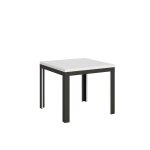 Table extensible portefeuille effet bois frêne blanc 90x90 / 180 cm Table extensible portefeuille effet bois frêne blanc 90x90 / 180 cm
