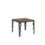 Table extensible portefeuille effet bois noyer 90x90 / 180 cm Table extensible portefeuille effet bois noyer 90x90 / 180 cm