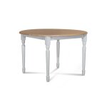 Table extensible ronde bois d115 avec 1 allonge et pieds tournés blanc Table extensible ronde bois d115 avec 1 allonge et pieds tournés blanc
