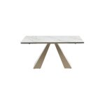 Table extensible verre tremp beige, blanc
