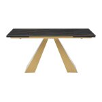 Table extensible verre tremp noir, dor
