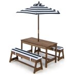 Table d'extérieur pour enfants en bois marron avec bancs Table d'extérieur pour enfants en bois marron avec bancs