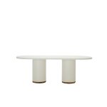 Table d'extérieur en microciment blanc cassé, 220 cm Table d'extérieur en microciment blanc cassé, 220 cm