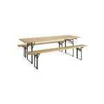 Table extrieure pliable avec 2 bancs en bois verni