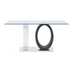 Table fixe effet bois gris, blanc