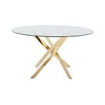 Table fixe verre tremp transparent, dor
