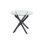 Table fixe verre tremp transparent, noir