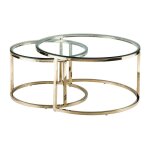 Tables gigognes acier inoxydable transparent, dor
