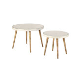 Tables gigognes blanches motifs gravs et verre