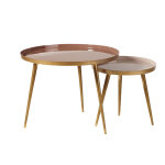 Tables gigognes en mtal beige ros et dor