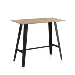 Table haute de bar en mélamine et métal chêne 120×120×60 cm Table haute de bar en mélamine et métal chêne 120×120×60 cm