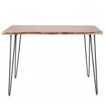 Table haute en bois d'acacia avec pitement en acier noir