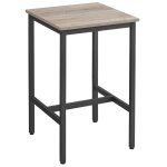 Table haute carrée style industriel effet bois grège Table haute carrée style industriel effet bois grège