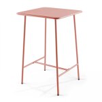 Table haute de jardin carrée en acier argile 70cm Table haute de jardin carrée en acier argile 70cm