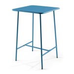 Table haute de jardin carrée en acier bleu pacific Table haute de jardin carrée en acier bleu pacific