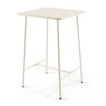 Table haute de jardin carrée en acier ivoire 70cm Table haute de jardin carrée en acier ivoire 70cm