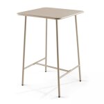 Table haute de jardin carrée en acier taupe Table haute de jardin carrée en acier taupe