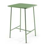 Table haute de jardin carrée en acier vert cactus Table haute de jardin carrée en acier vert cactus