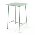 Table haute de jardin carrée en acier vert sauge 70cm Table haute de jardin carrée en acier vert sauge 70cm