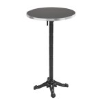 Table haute ronde 60 cm inclinable plateau noir / argent et pied noir