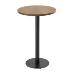 Table haute ronde 60 cm pied noir et rev�tement bois clair