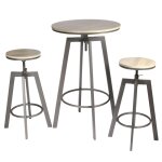 Table haute avec tabourets design industriel 2 personnes noir