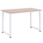 Table informatique bureau métal blanc aspect chêne clair Table informatique bureau métal blanc aspect chêne clair