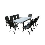 Table de jardin et 10 chaises en aluminium gris Table de jardin et 10 chaises en aluminium gris