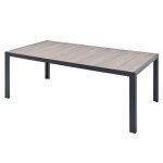Table de jardin 10 places en alu et plateau effet bois Table de jardin 10 places en alu et plateau effet bois
