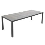 Table de jardin 10 places en céramique effet béton ciré gris Table de jardin 10 places en céramique effet béton ciré gris