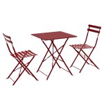 Table de jardin et 2 chaises acier pourpre